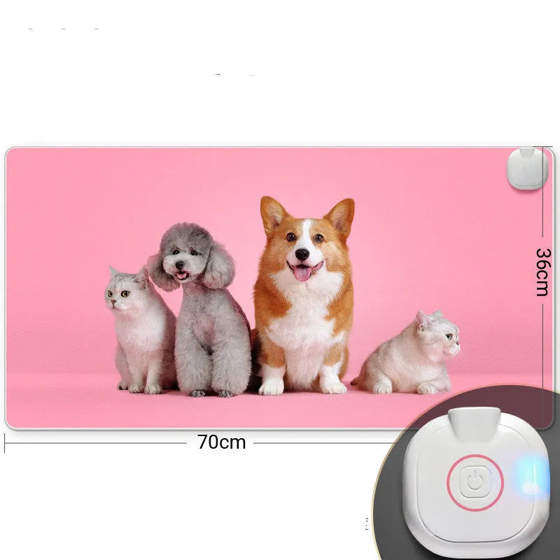 Intelligent electric heated mat on desktop with touch switch and three-colour indicator lights