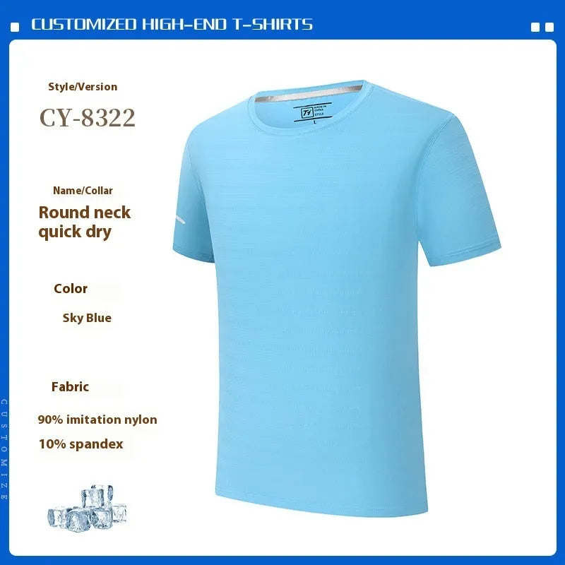 Quick-drying waterproof oil-proof antifouling round neck short sleeve work shirt in straight cut solid colour