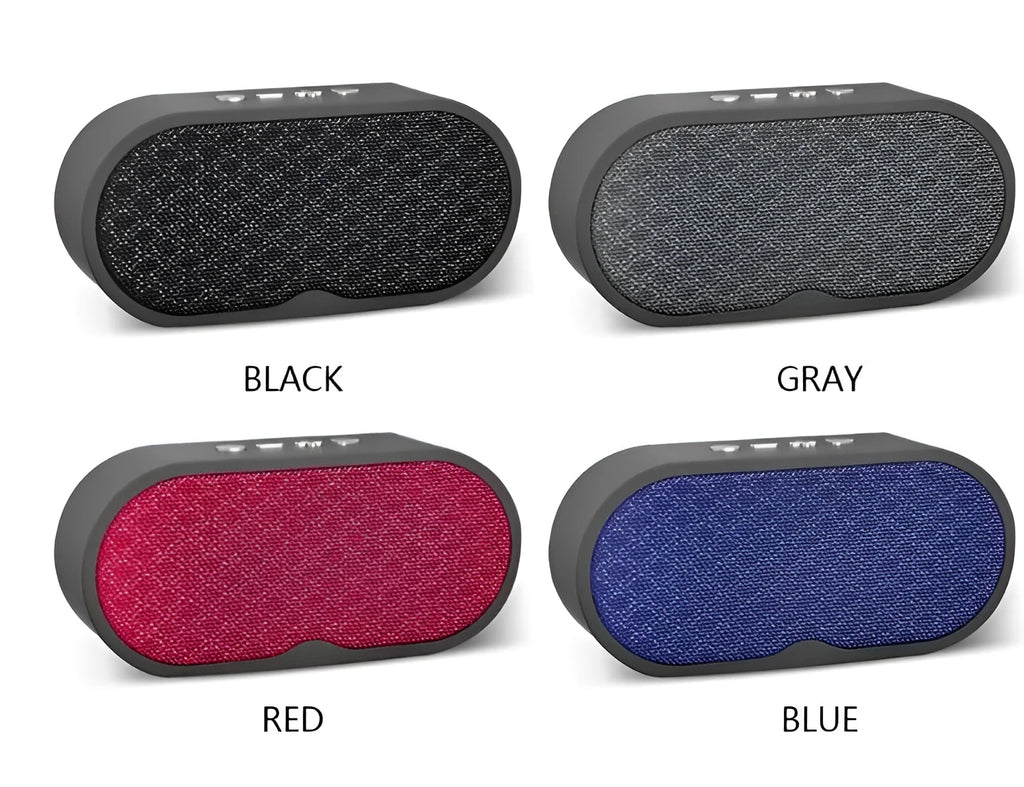 Bluetooth wireless speaker with subwoofer in choice of colours showing TF slot and USB port