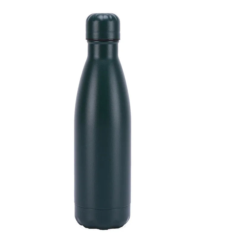 Insulated stainless steel water bottle mug with rubber painted surface and vacuum flask design in multiple colours