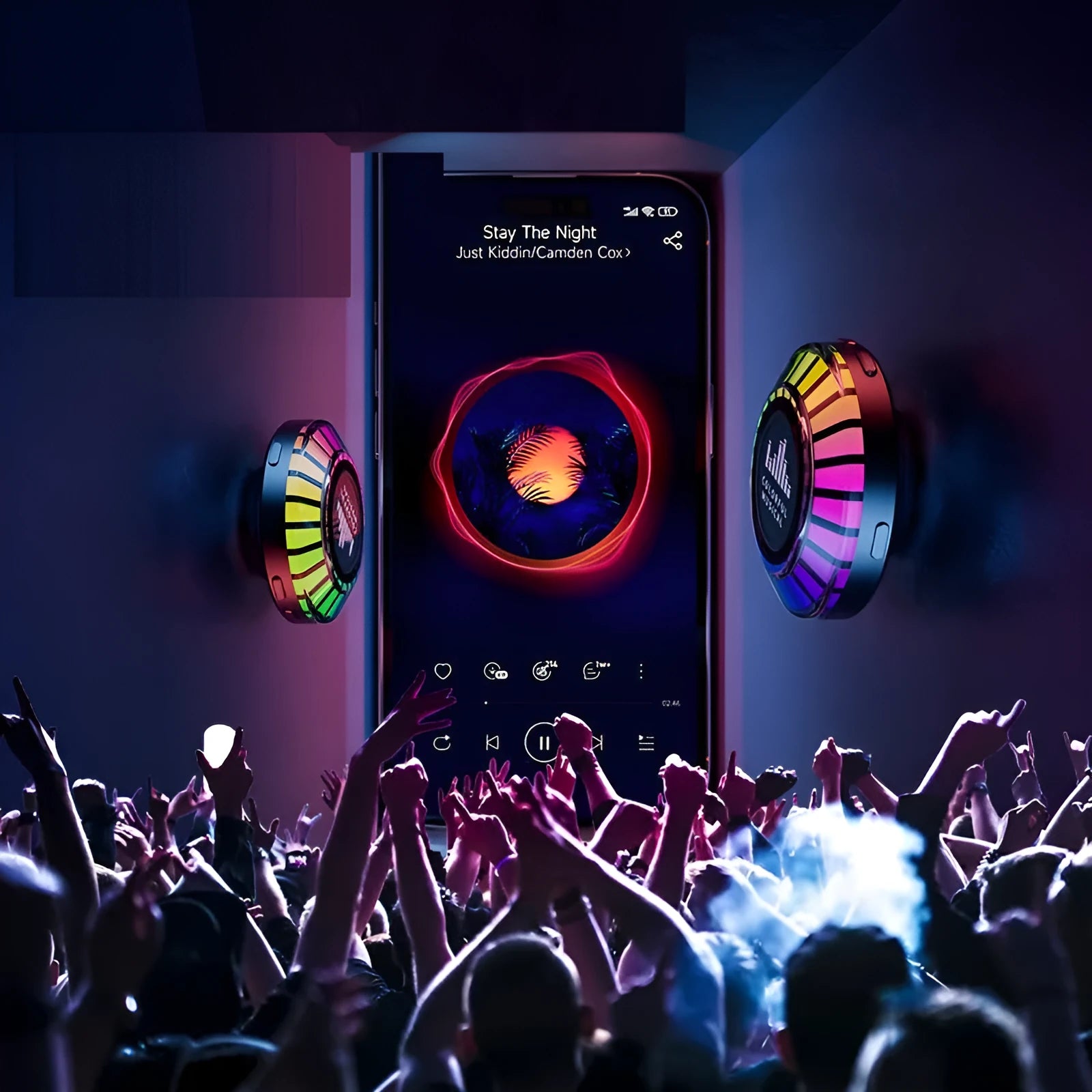 Compact Bluetooth voice control ambience lamp with LED polar light effects