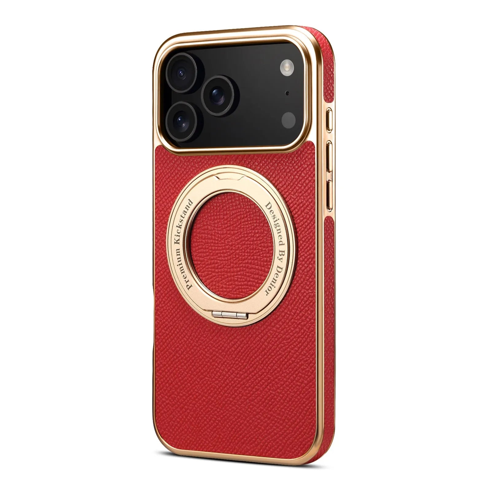 Denior genuine leather electroplating magnetic phone case for iPhone with bracket in four colours