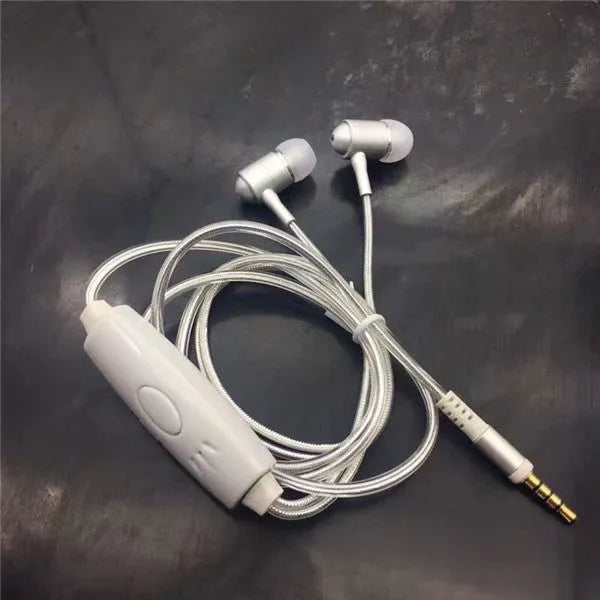 Blue Magic Light LED earphones with glowing EL light strips, showing 3.5mm plug and inline remote with microphone.