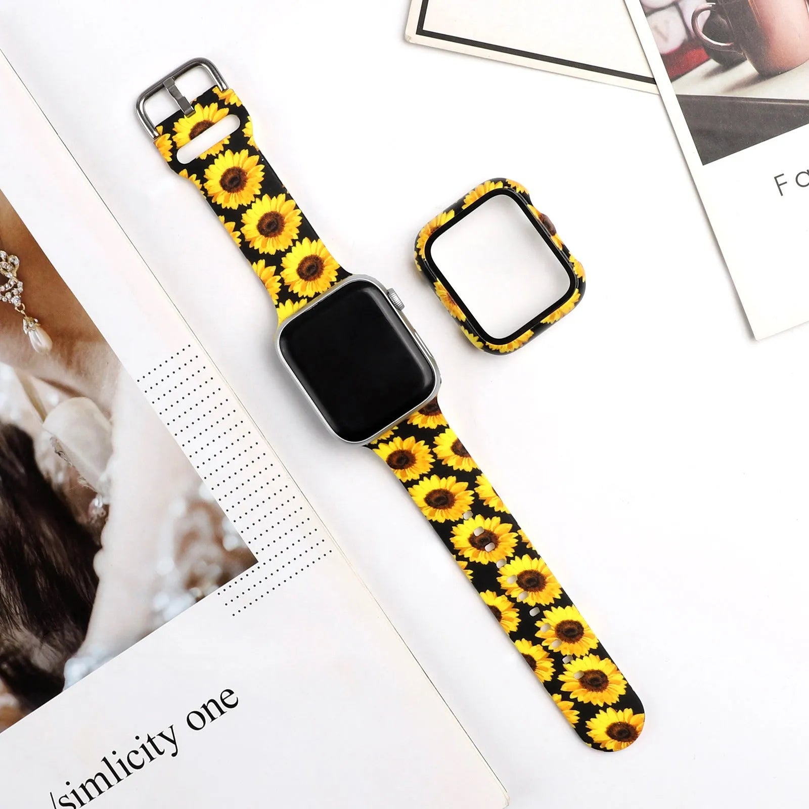 Printed silicone Apple Watch strap for iWatch 1-6 and SE models in 38mm 40mm 42mm 44mm sizes