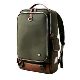Modern men's large capacity Oxford cloth backpack in army green colour, dimensions 30x16x46cm.