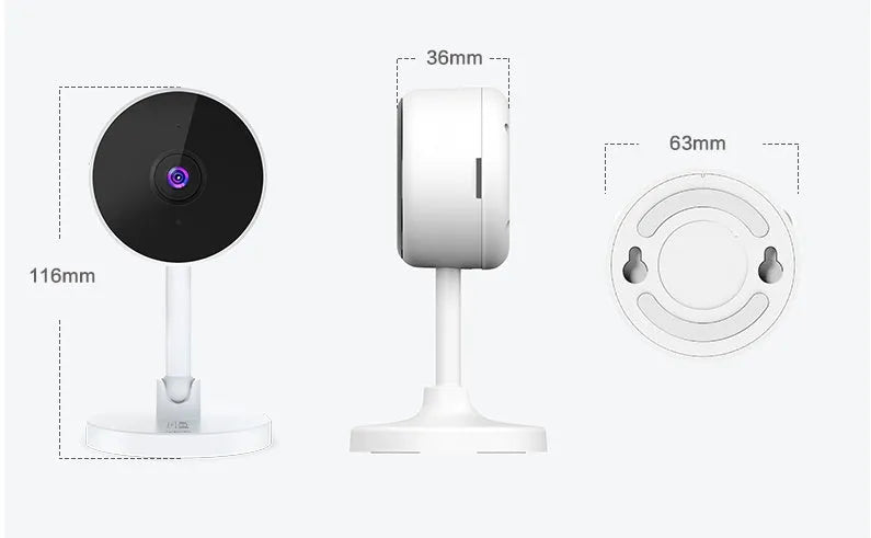 White WiFi security camera with gun-style design for home monitoring with microSD storage