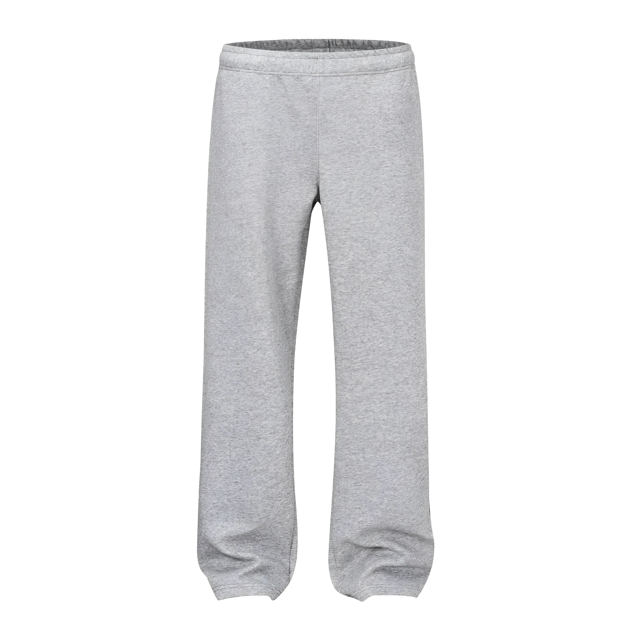 Men's solid colour straight-leg cotton trousers with a loose wide-leg casual fit.