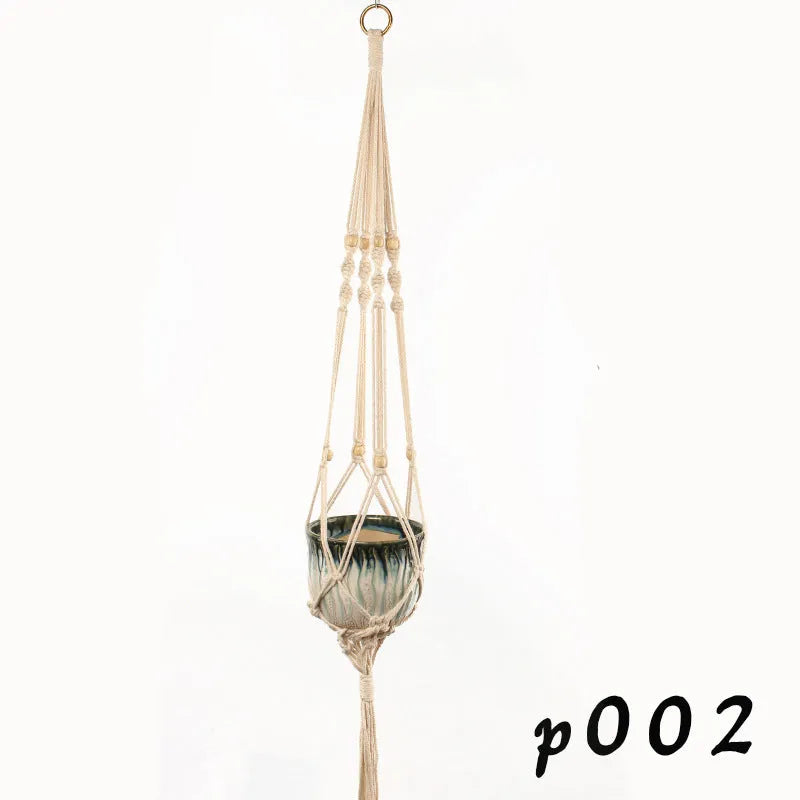 Cotton rope woven planter in style A, breathable material for desktop or wall hanging use