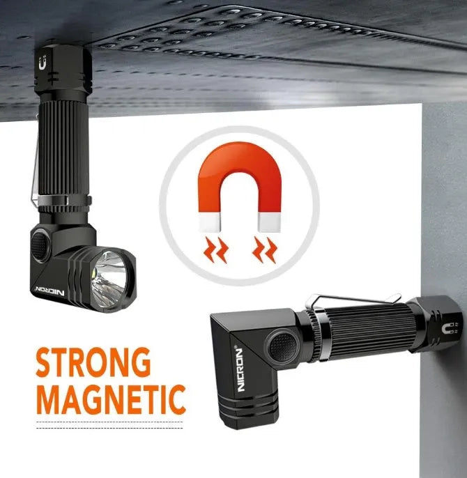 Hands-Free LED Flashlight with aircraft grade aluminium body and 360° rotary clip