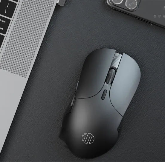 Black wireless voice mouse with six buttons and compact 123x35x65.5mm dimensions