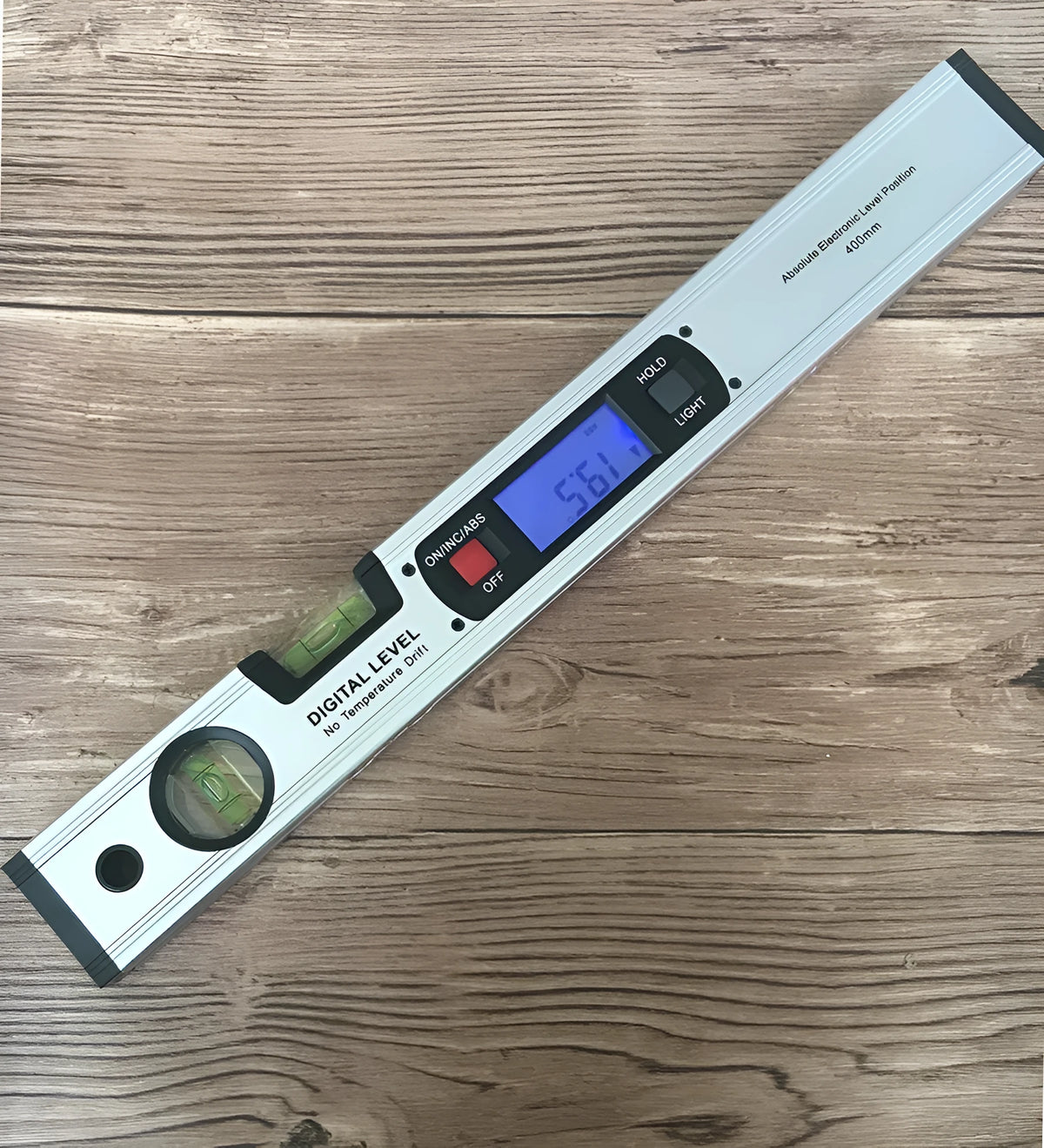 Digital magnetic angle meter 400mm with flip-up LCD display and four built-in magnets on base plate