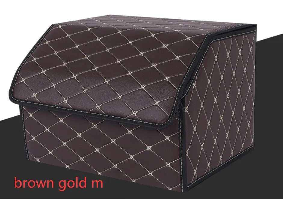 Leather car organiser storage box in Black, size Large 30x30x55cm on car back seat
