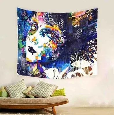 Plush polyester fibre tapestry tarpaulin with European classical geometric abstraction pattern, rectangular 150x100cm