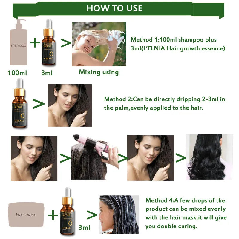 20ml bottle of hair essential oils with Moroccan walnut oil blend for repair and shine