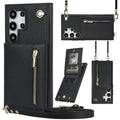 Handmade PU TPU leather Samsung phone case with bracket, card slots and crossbody zipper in multiple colours