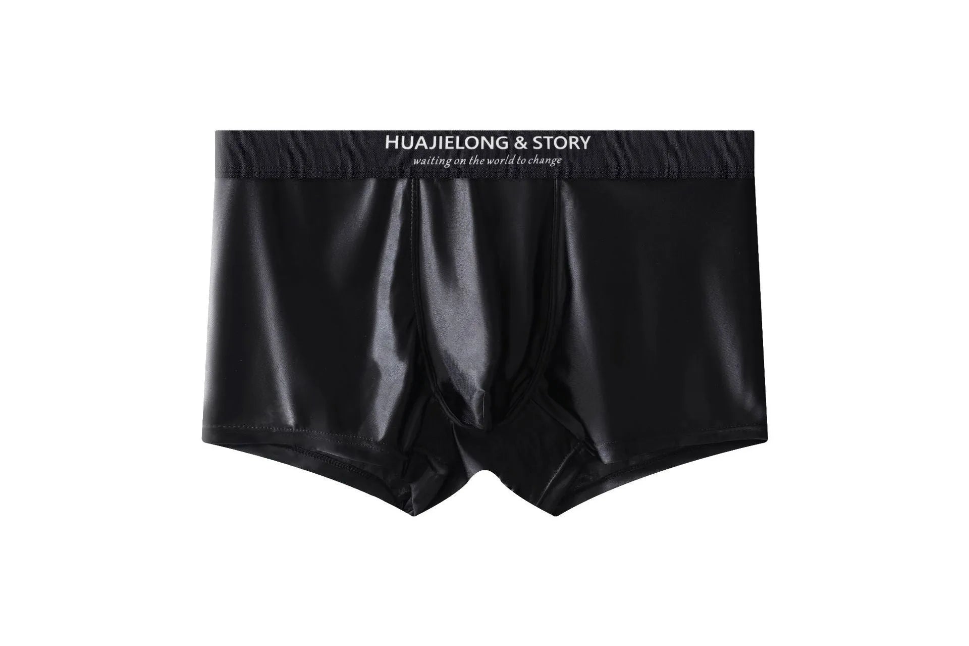 Men's ice silk boxer shorts in solid colours showing mid waist traceless design