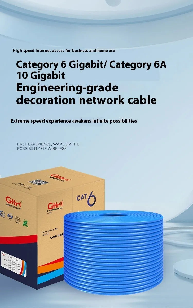 305-metre reel of blue or grey Cat6/Cat6A network cable with oxygen-free copper core