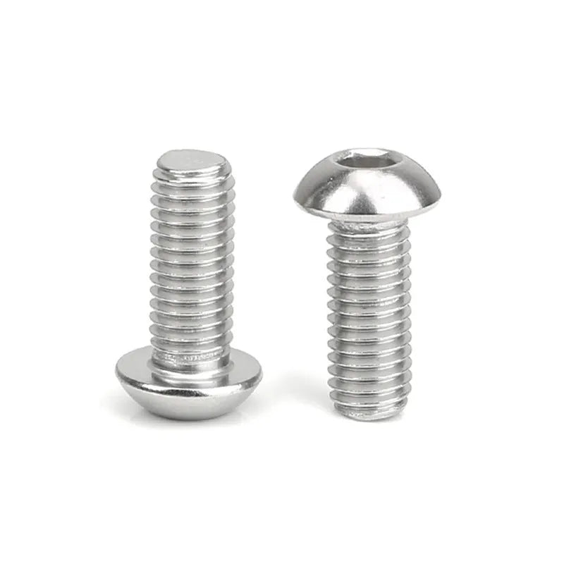 Stainless steel half round head pan head hexagon screw with hexagon drive and whitewash finish