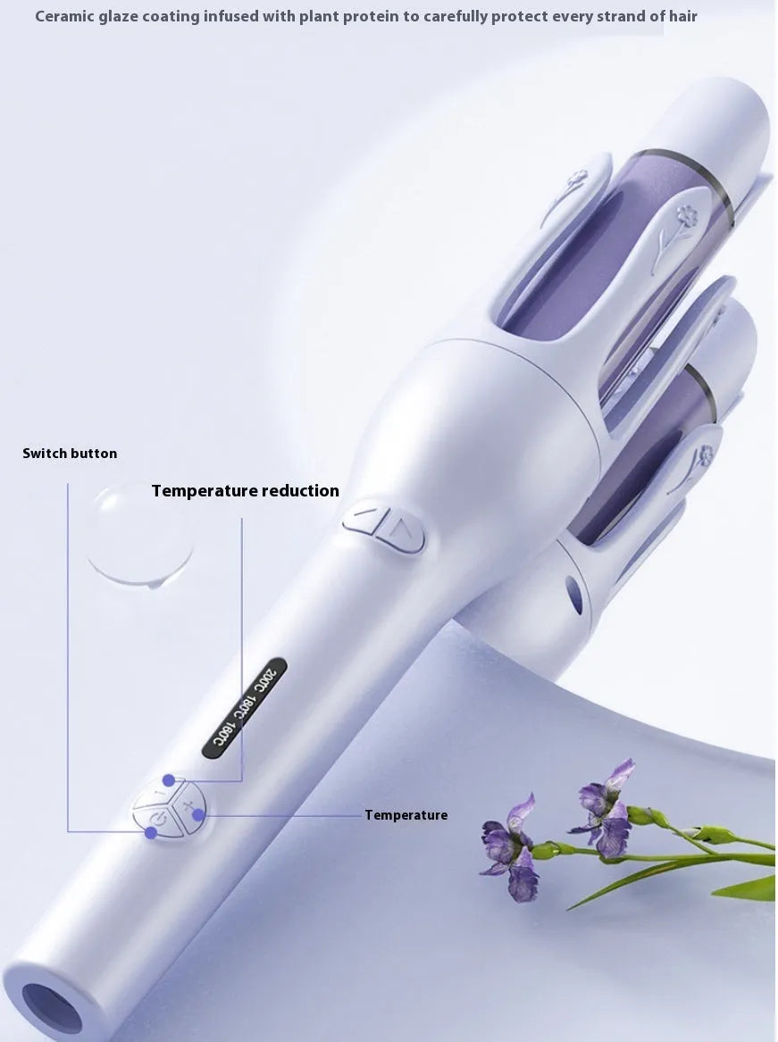 New 2-in-1 automatic hair curler straightener with ceramic barrel and temperature control in pink colour