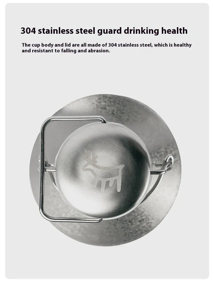 Large stainless steel outdoor thermal pot with handle for portable use during camping and picnics
