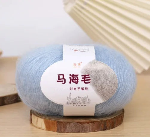 Mohair wool ball for DIY hand-woven scarf kit in one of 34 available colours
