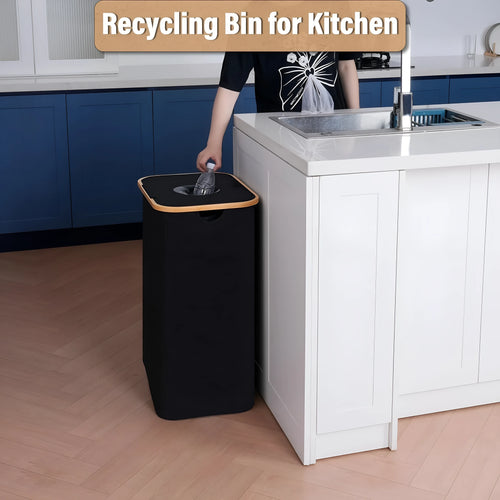 Black bamboo pattern laundry basket with removable lid and inner pockets
