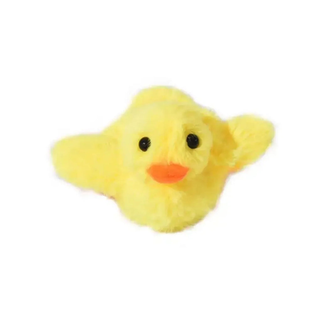 Yellow flapping duck cat toy with catnip filling and USB charging cable