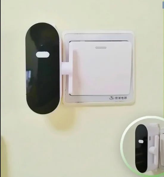 White wireless remote controller switch for 86 type wall box, 6x4cm size, free-stick adhesive mounting, remote control included