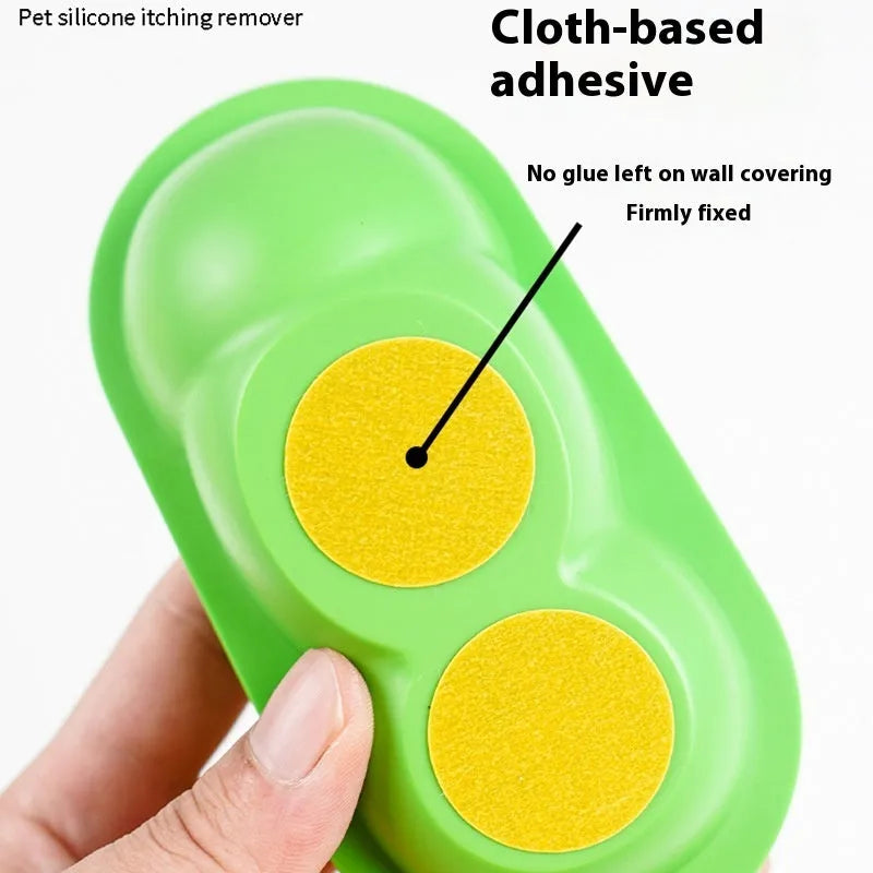 Cat self-service scratching toy in 14x6.5cm ABS TPE material, shown in yellow