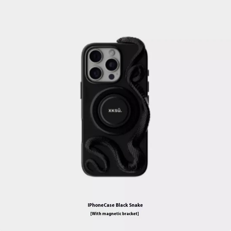Leather iPhone case with full coverage protection in black, pink, or white colours showing Snake Year Limited Edition design