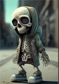 Resin skeleton doll ornament 15cm, American style, Halloween decoration for desk or party centrepiece