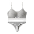 Cotton sports underwear set with underwired tube top bra and matching panties in multiple colours