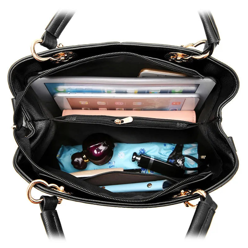 Retro style women's handbag in PU leather with a zipper and adjustable strap in five colour options.
