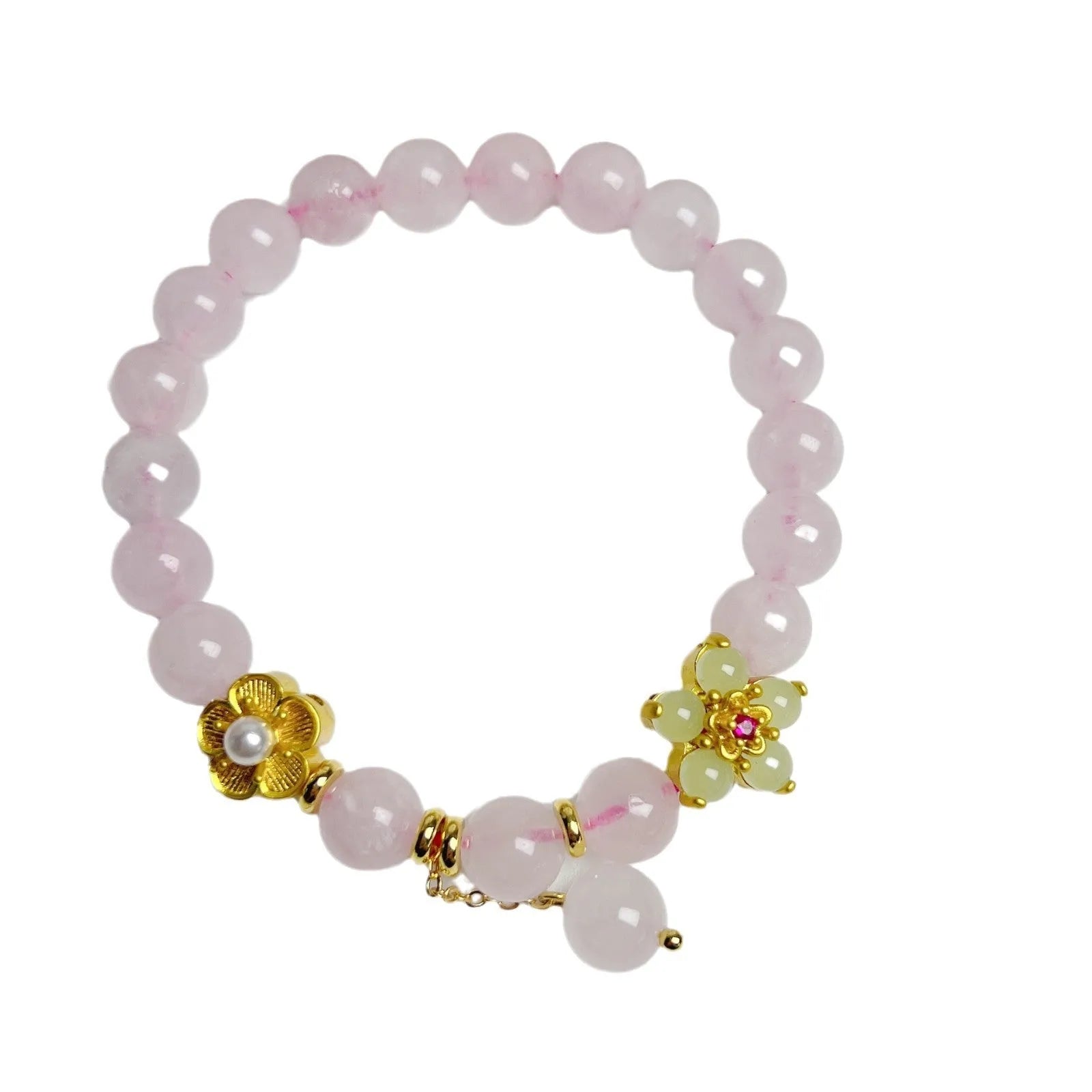 NAFU handcrafted crystal peach blossom bracelet in pink colour for women