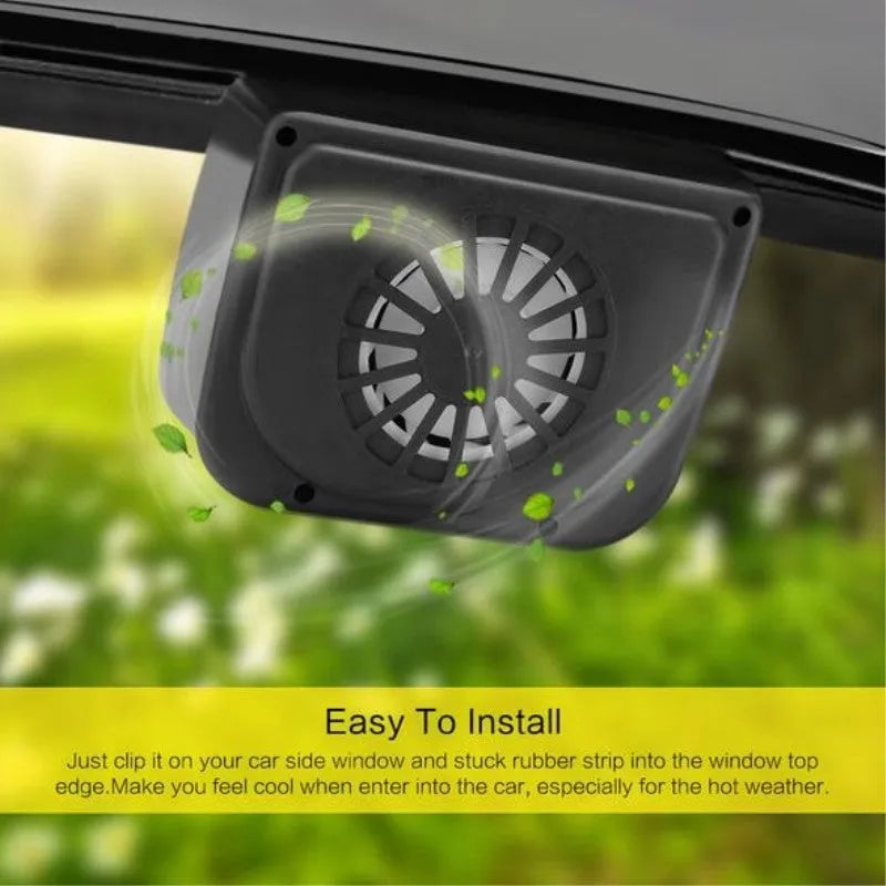 Solar powered car exhaust fan with ABS construction and 0.3W solar panel for window placement