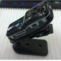Mini HD MD80 mini DV camera in black with clip-on adapter and USB cable