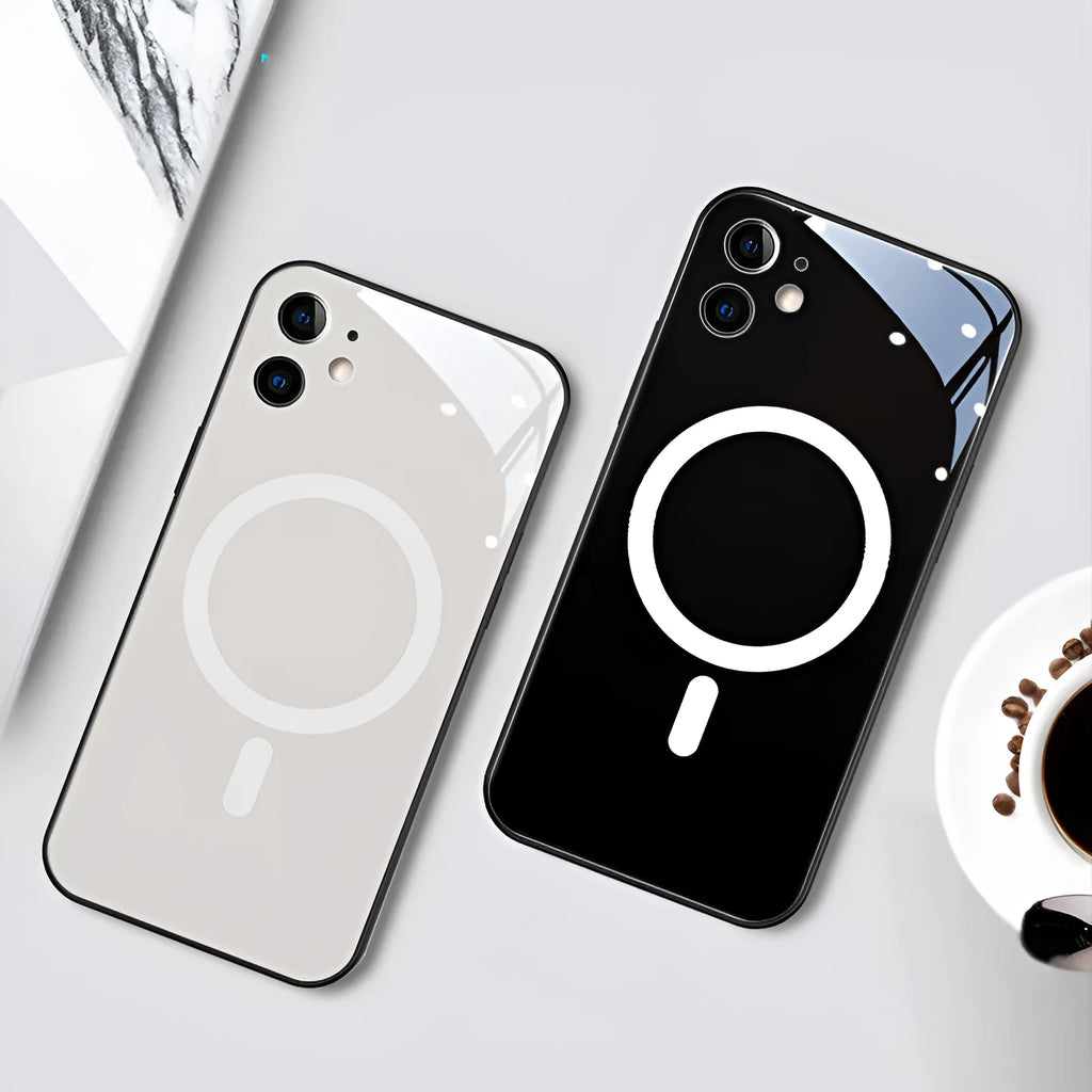 Incoming call light emitting phone case for iPhone with tempered glass and colour painting ins style in black