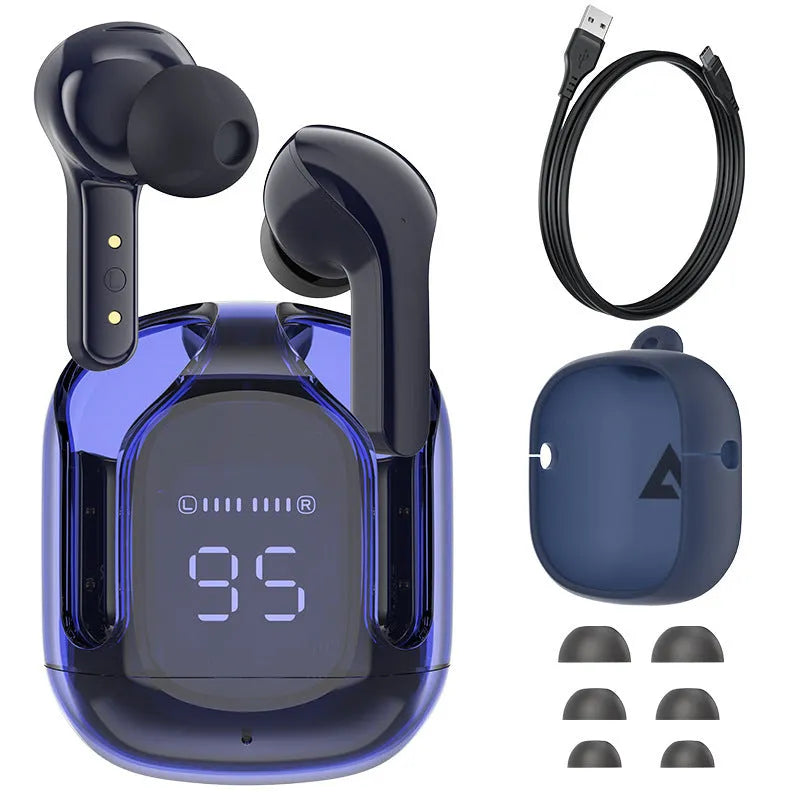 Mini wireless Bluetooth headset with LED digital display in multiple colour options