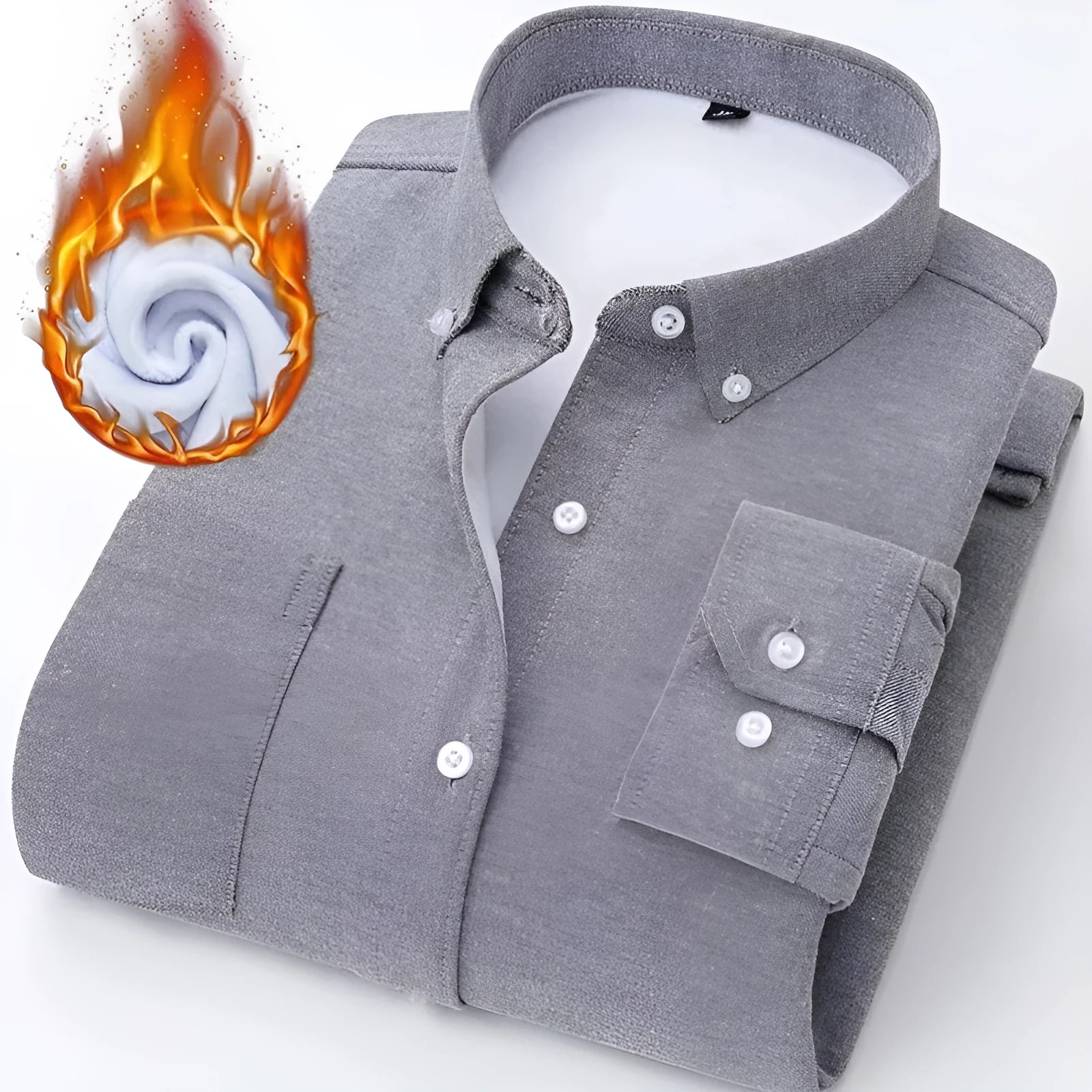Oxford flannel long-sleeve casual brushed fleece-lined thick warm shirt for men in navy blue