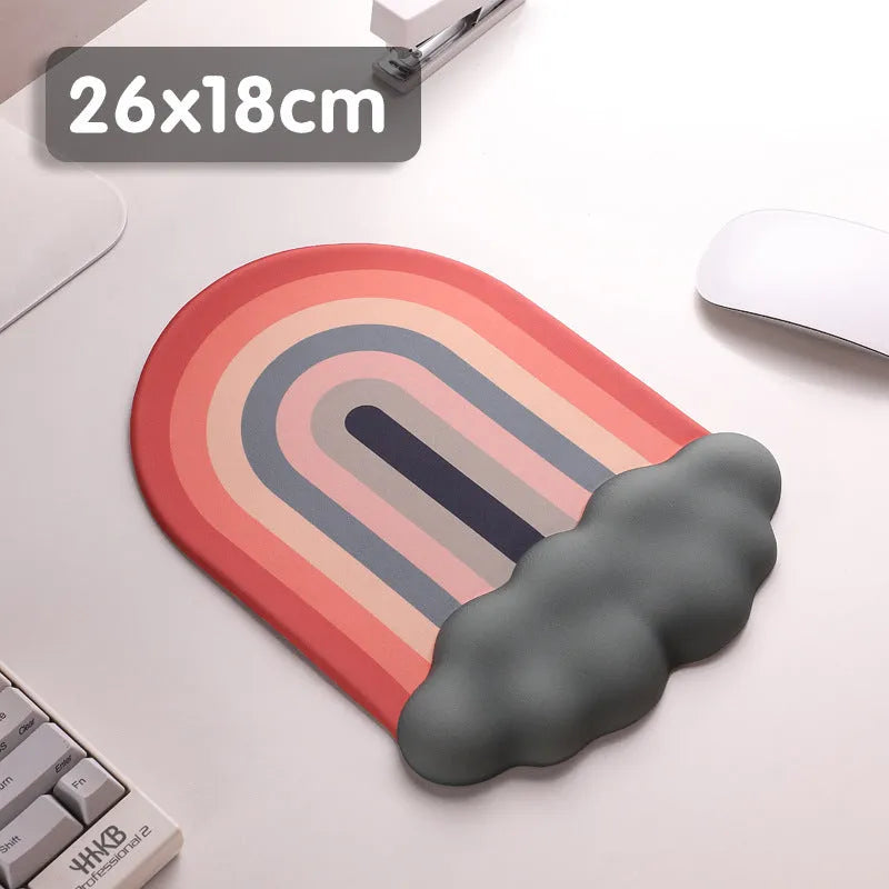 Silica gel wrist rest mouse pad and keyboard support set with pastoral cloud design