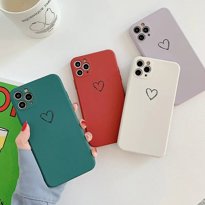Silicone iPhone case in various colours showing back cover design for multiple models