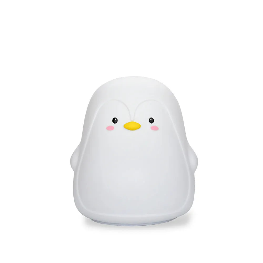 White penguin-shaped night light with USB rechargeable battery and soft LED illumination