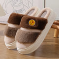 Thermal cotton slippers with plush upper and cashmere lining in a pink and blue colour combination