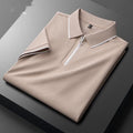 Men's slim fit short sleeve lapel top in cotton blend fabric, shown in graphite gray colour.