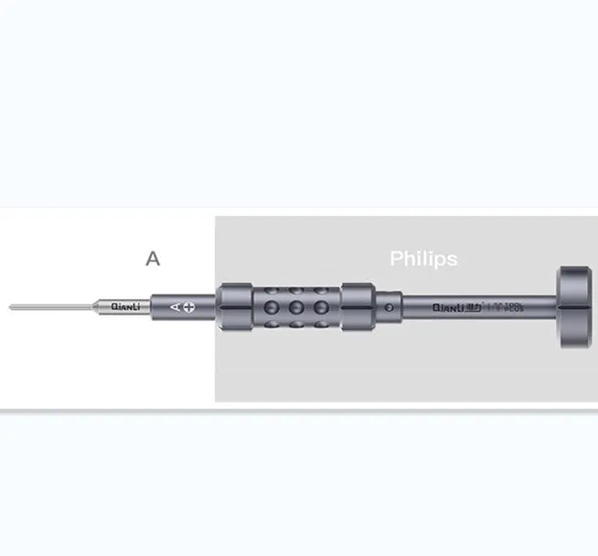 iPhone-compatible screwdriver with grenade-shaped aluminium handle and multiple bit types