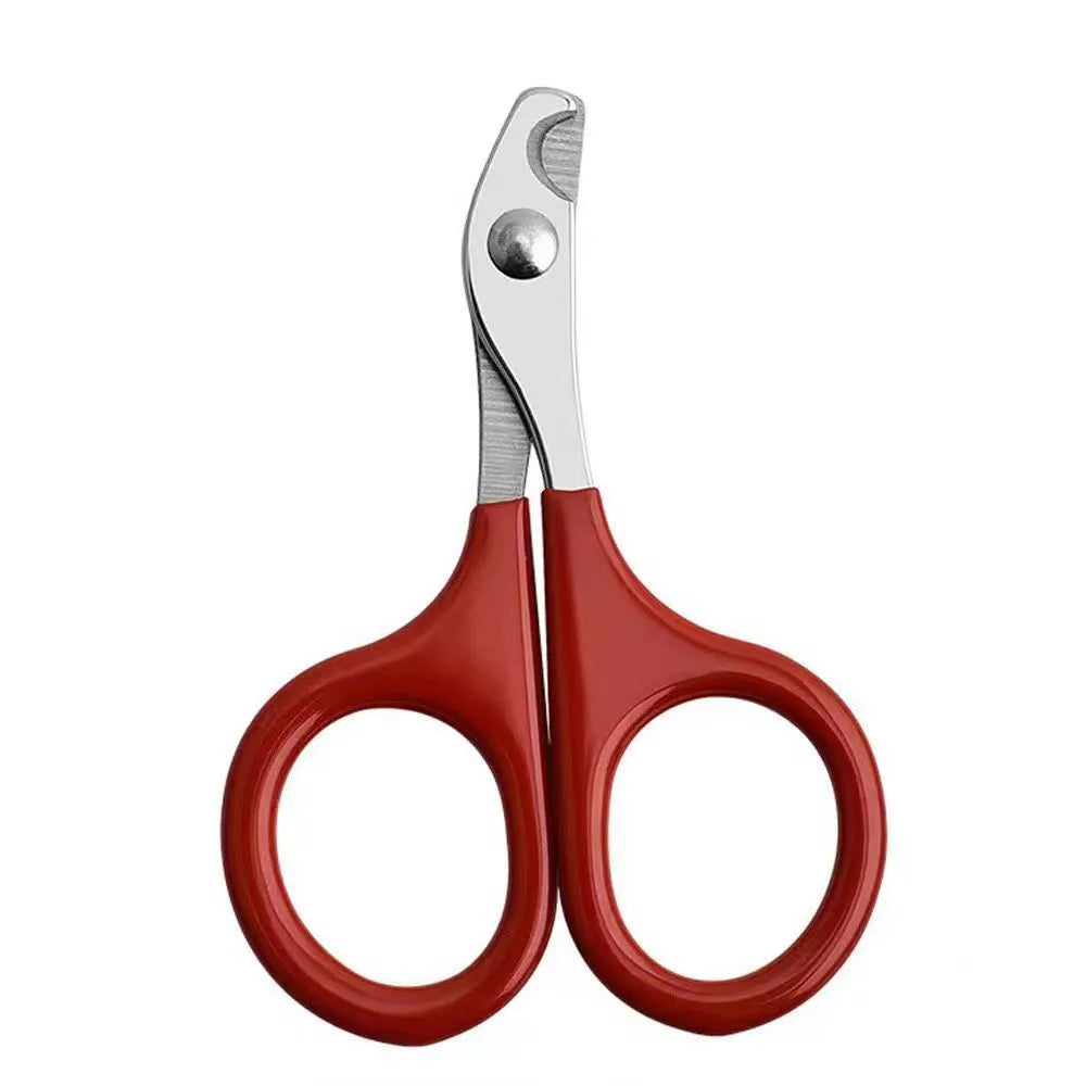 Pet nail clippers with stainless steel blades and coloured plastic and rubber handle