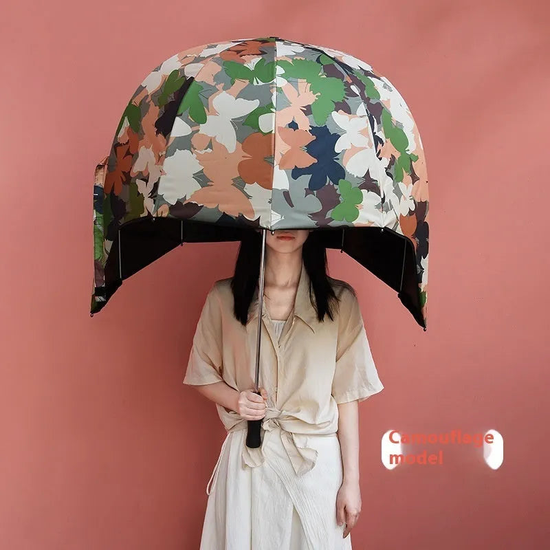 76cm long handle umbrella with dual sun and rain protection in vinyl laminated NC fabric