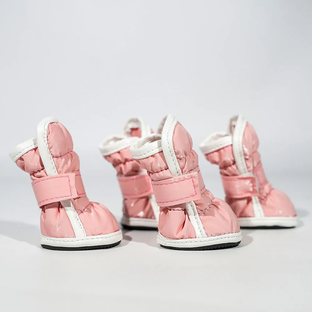 Winter pet dog snow boots in grey, waterproof and antifreeze, with non-slip sole for small dogs