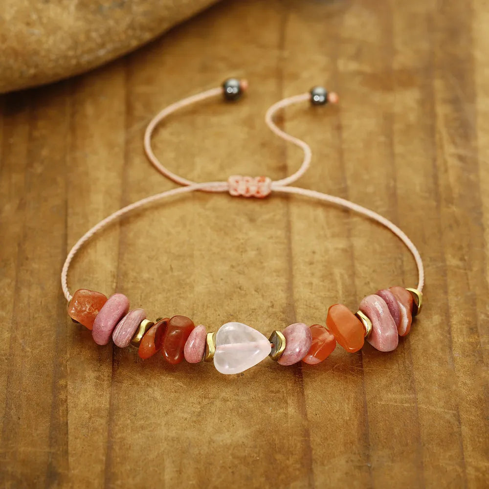 Handcrafted geometric stone bead bracelet for women showing eight style variations