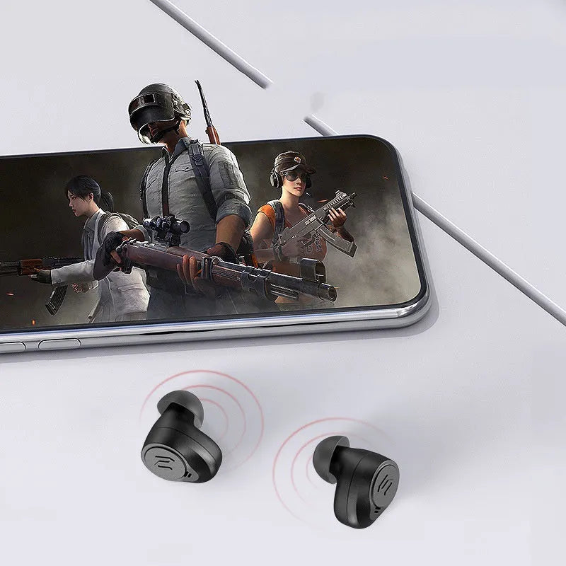 Wireless Bluetooth headset earbud style in black with battery display
